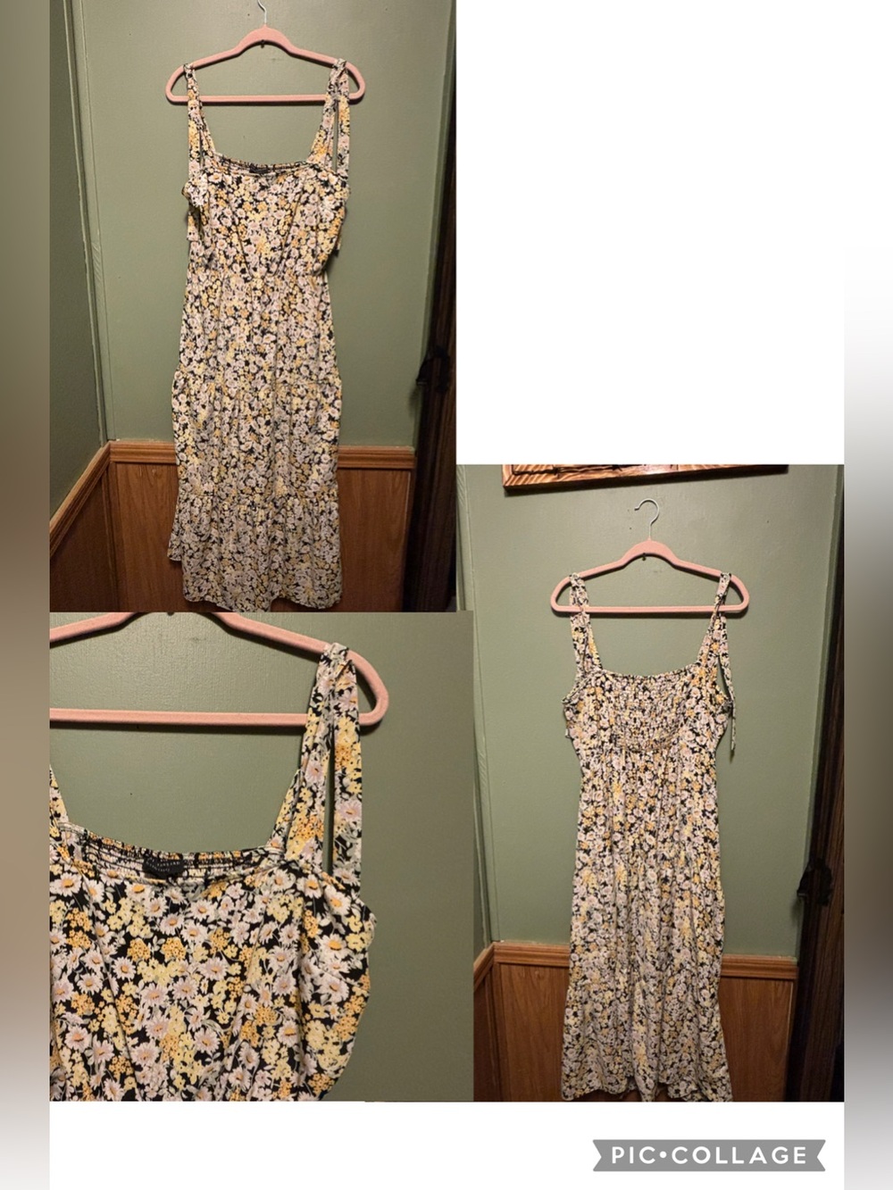 Floral Tie-Shoulder Sundress in Yellow and White